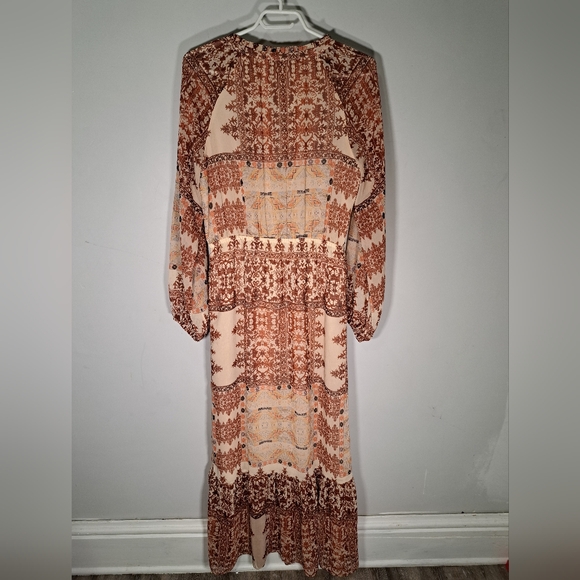 Mossimo Red and Beige Long Sleeved Maxi Dress Medium - Picture 5 of 6